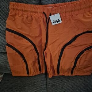 Patta Orange Elastic Waist Shorts